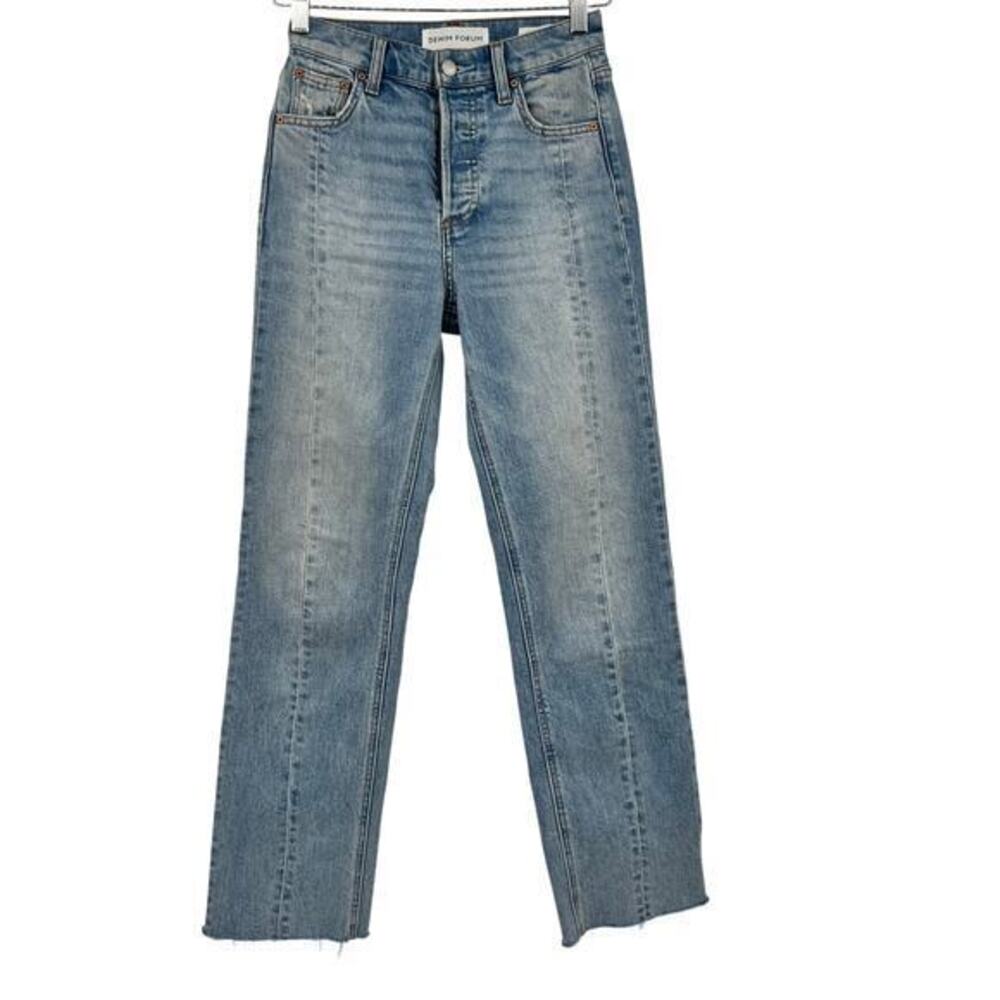 Denim Forum Aritzia The Arlo high rise straight jean button fly pockets size 23